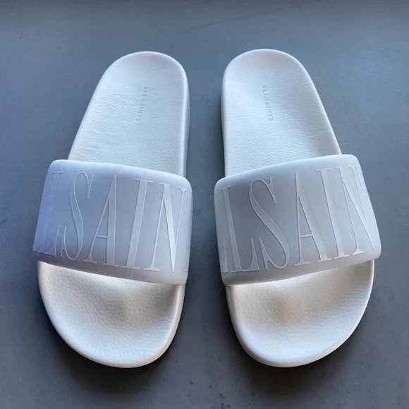 All Saints White Puffer Flip Flops Sliders 38 7.5 allsaints sandal balenciaga - Picture 10 of 10